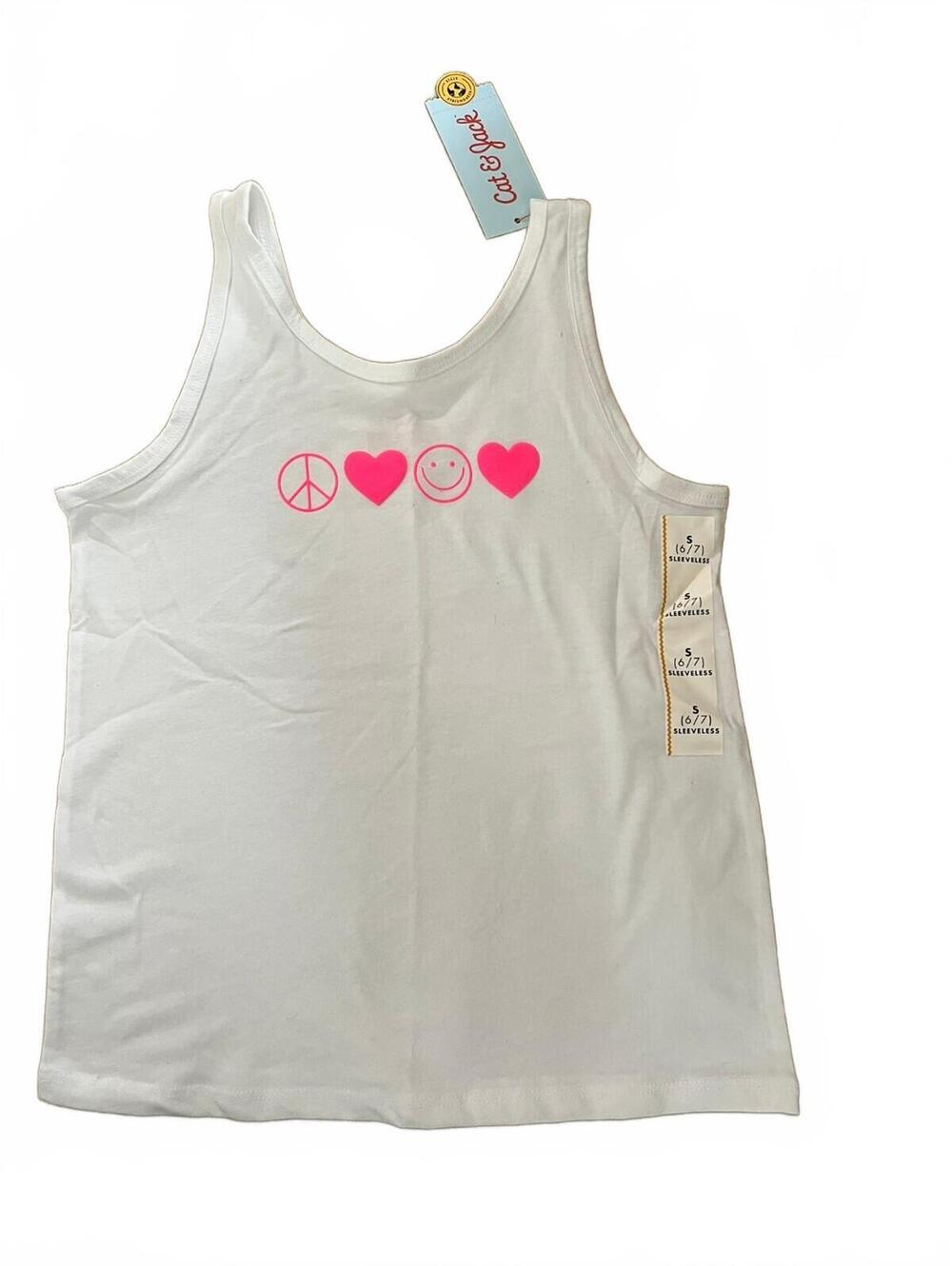 Cat & Jack Girl's Pink Smiley face Graphic Tee, Size Small